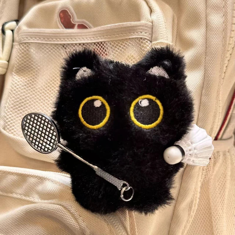 Cute Keychain Kawaii Black Cat Keychain Plush Cats Toy Backpack Hanging Pendant Decoration Keyring Halloween Ghost Theme Gifts