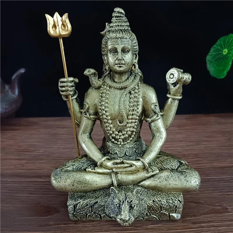 Golden Shiva Statue Hindu Ganesha Vishnu Buddha Figurine Sculpture Room Office Home Decoration India God Feng Shui Crafts