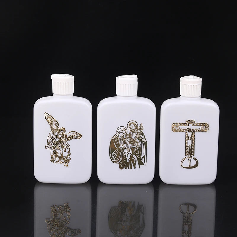 100ml Holy Water Bottles With Screw Lid Plastic Holy Water Container Holy Water Empty Containers With Gold Cross