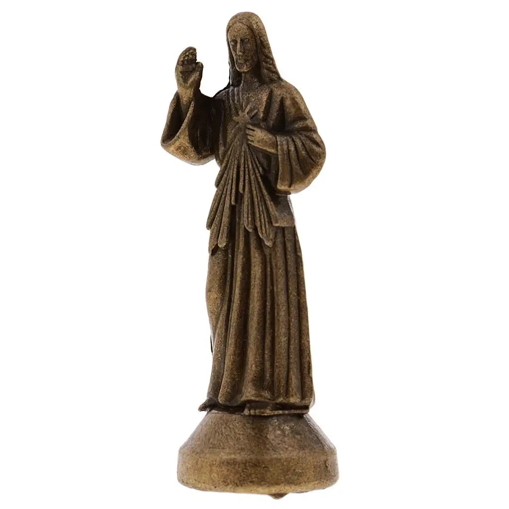 Holy Religious Statue Jesus Alloy Figurine Divine Mercy Ornaments Mini Jesus Figure Holy Religious Figurine Jesus Figurine