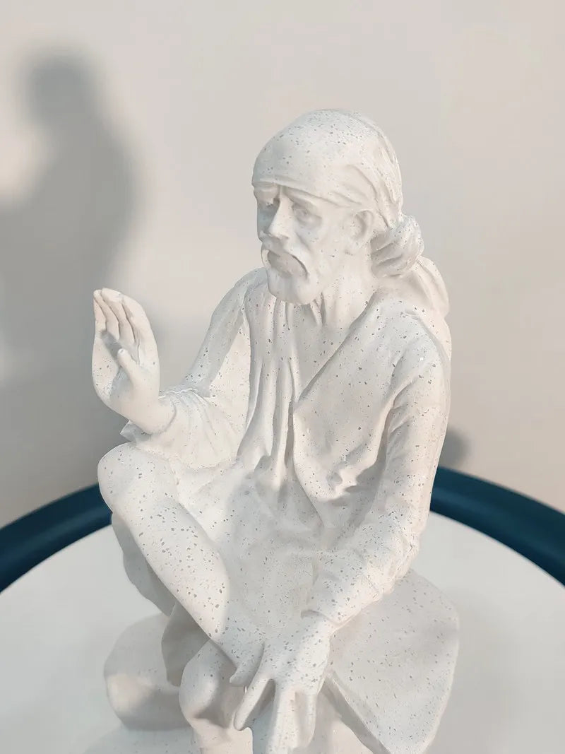 Vilead 26cm Sandstone Sai Baba of Shirdi Statue Hindu Sculpture Hand Crafted Replica Hinduism Indian God  Home Office Decoration