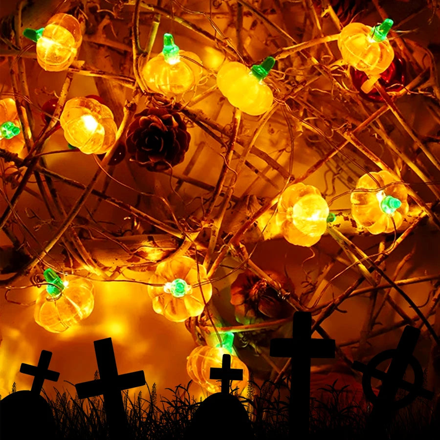 Halloween Cubic Pumpkin String Lights 1/2/3M Warm White Always Bright Event Party Decoration Creative Ambient Lights