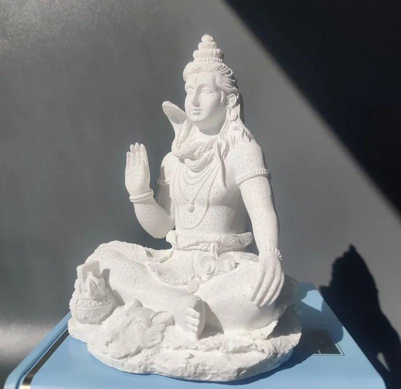 Vilead 13cm Sandstone Shiva Statue Yoga Figurine Ornament Zen Meditation Buddha Decor India Religion Feng Shui Craft Home Living