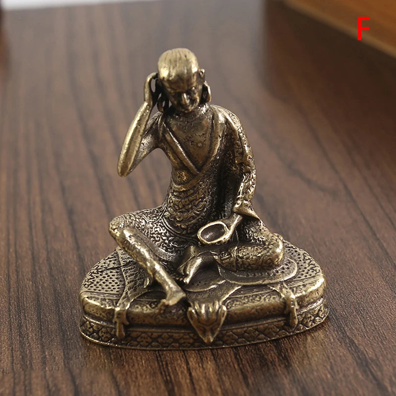 Retro Brass Chinese Tibetan Green Tara Buddha Statue Antique Copper Buddha Statue Home Living Room Office Decoration Figurines