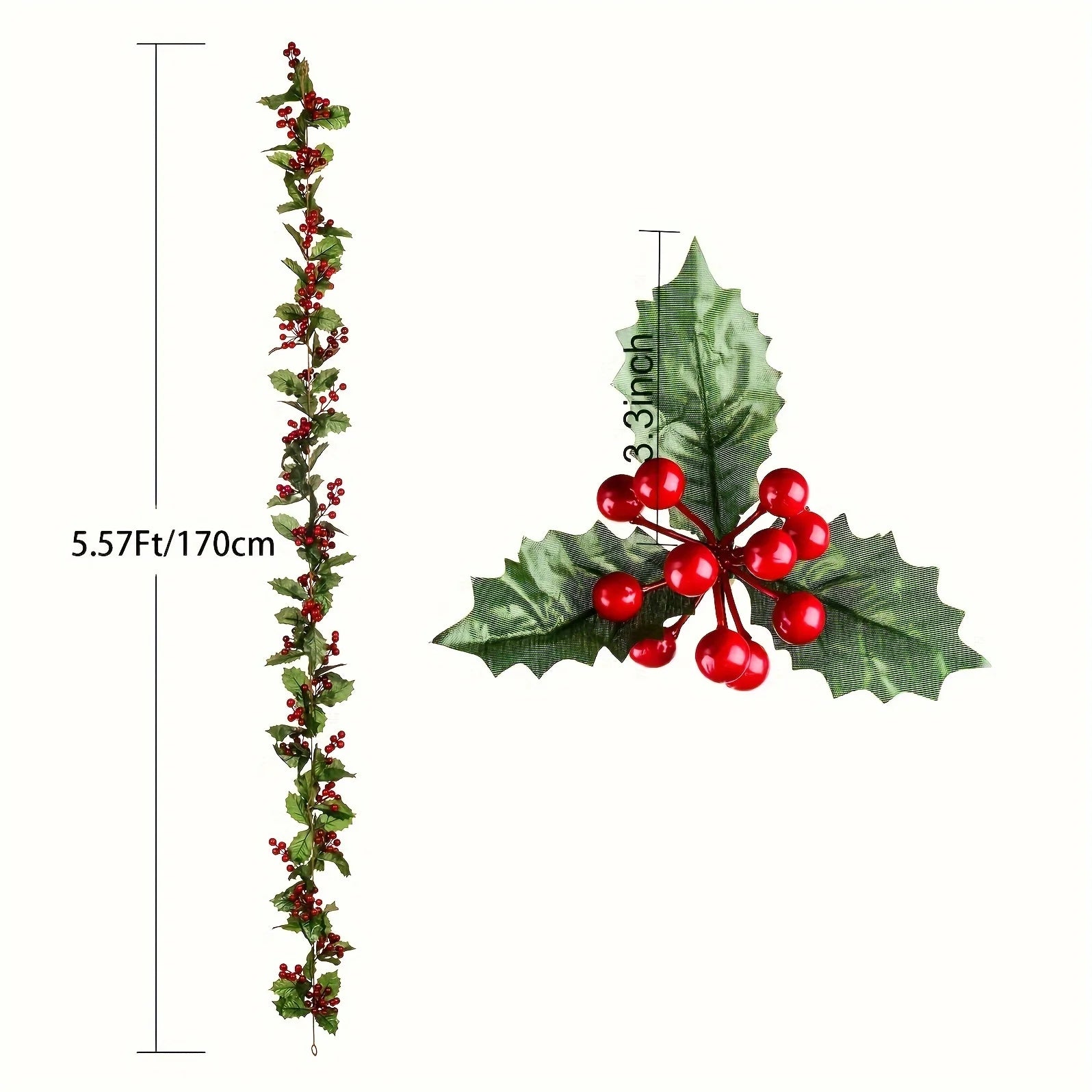 Christmas Garland with Red Berry Artificial Flowers Plant Door Table Christmas Decor Hanging Rattan For Stairs Railing Fireplace
