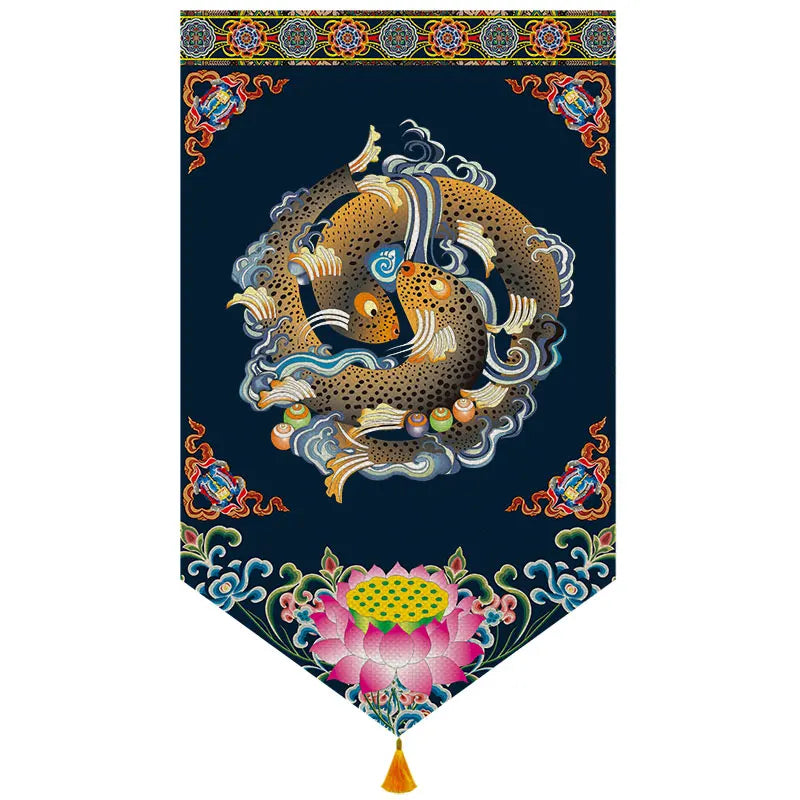 Wholesale Buddhist supplies # HOME Temple altar Wall decor Auspicious blessing Kalachakra Hanging decoration painting Ornament