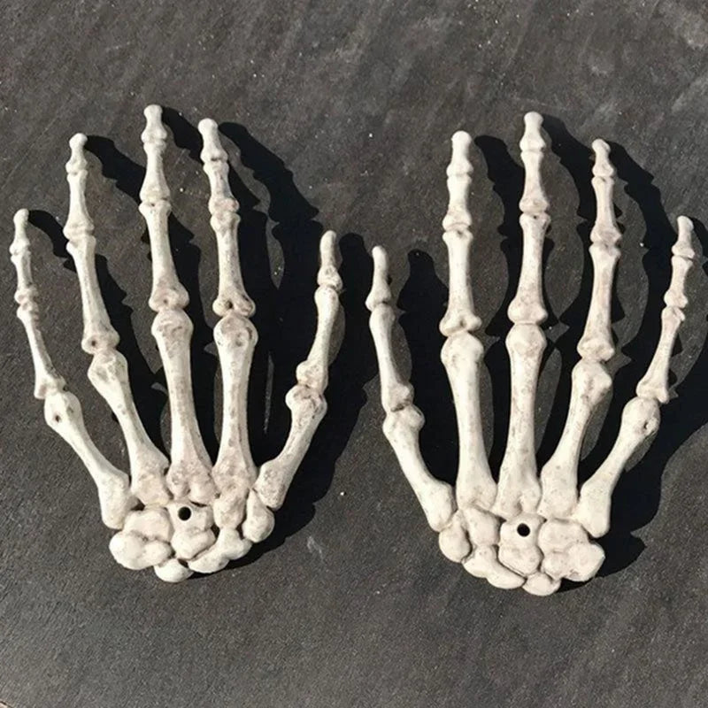 1-6Pair Halloween Skeleton Hand Scary Realistic Hand Bone Skull Decors Party Haunted House Halloween Terror Decoration Props