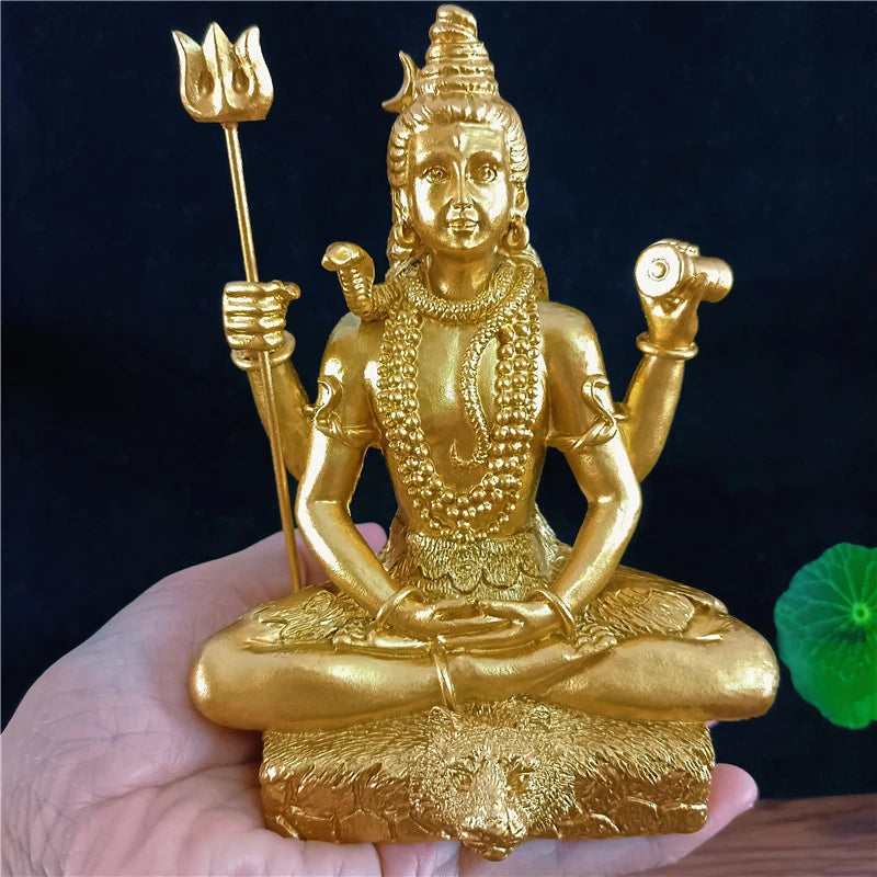 Golden Shiva Statue Hindu Ganesha Vishnu Buddha Figurine Sculpture Room Office Home Decoration India God Feng Shui Crafts