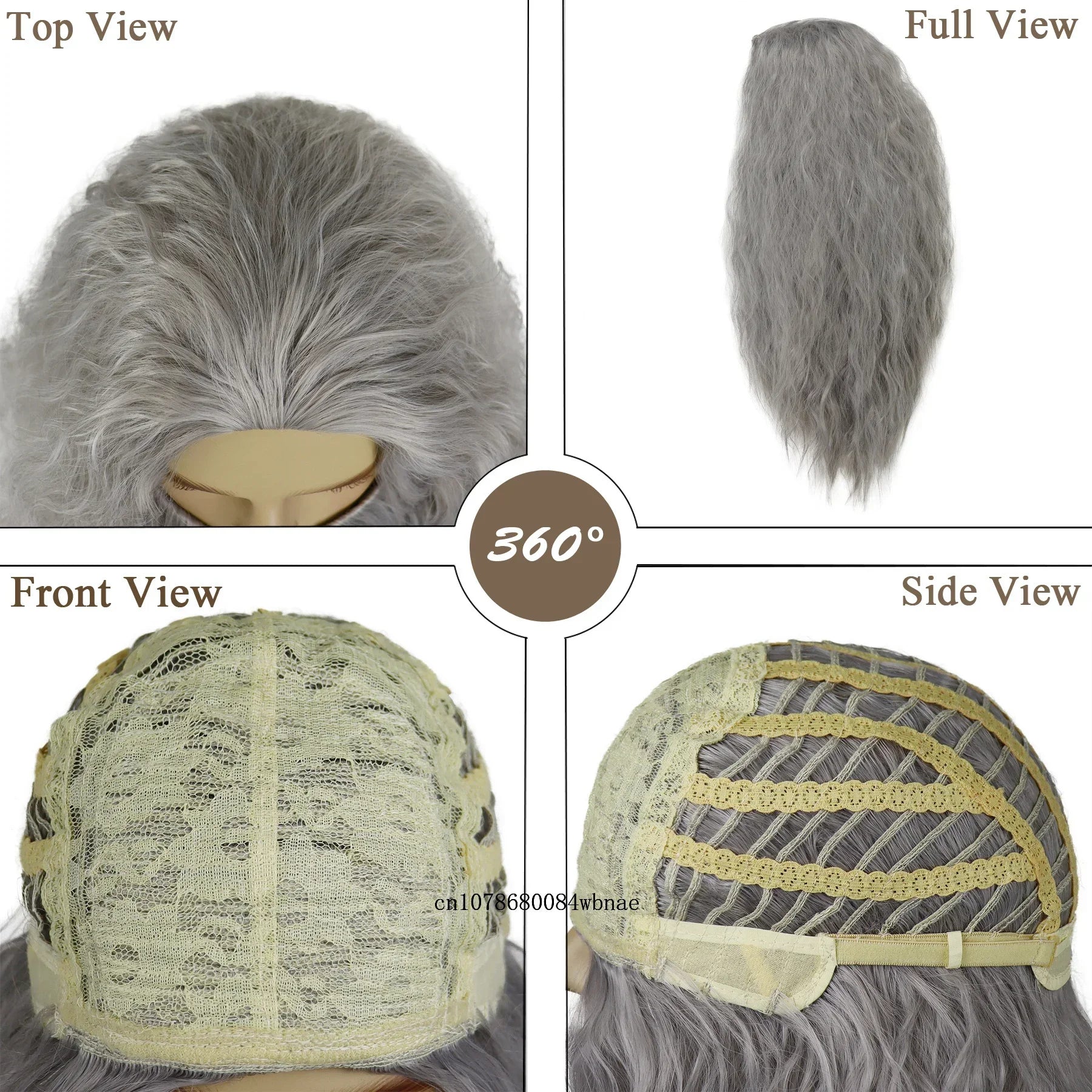 Dumbledore Wigs Synthetic Hair Long Curly Wavy Wizard Grey Wig and Beard for Men Cosplay Accessory Party Halloween Dress Costume