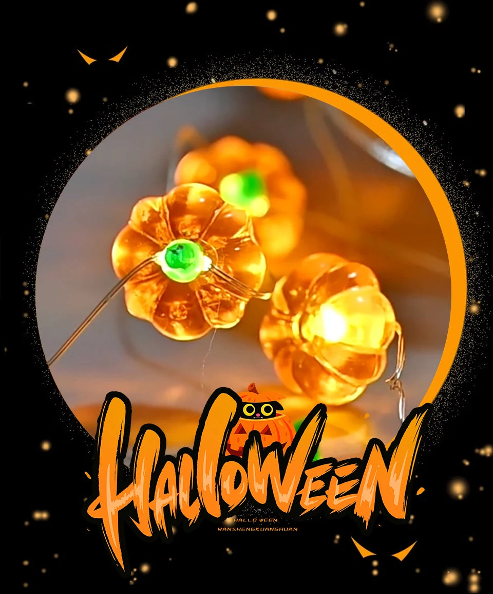 Halloween Cubic Pumpkin String Lights 1/2/3M Warm White Always Bright Event Party Decoration Creative Ambient Lights