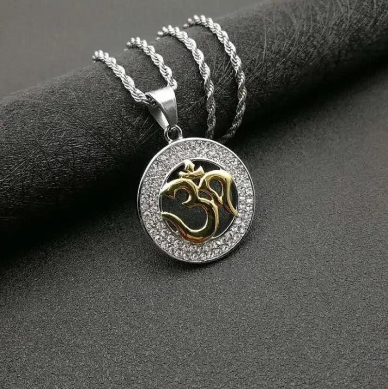 Vintage Hindu Symbols Rune Amulet Pendant Necklace Charm Men\'s Religious Style Prayer Amulet Jewelry Gift