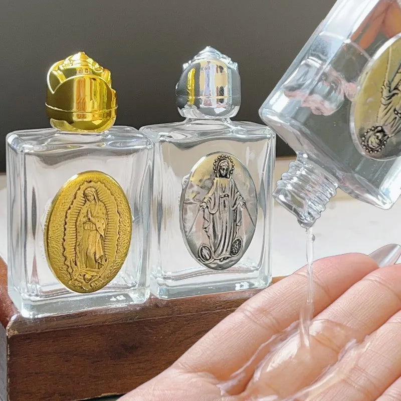 1/2pcs Holy Jesus Bottle Religious Cross Christian Virgin Sculpture Bottle Holy Water Storage Perfume Lotion Separate Bottles