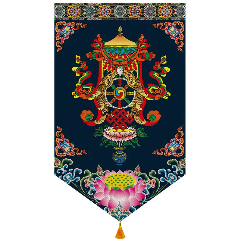 Wholesale Buddhist supplies # HOME Temple altar Wall decor Auspicious blessing Kalachakra Hanging decoration painting Ornament