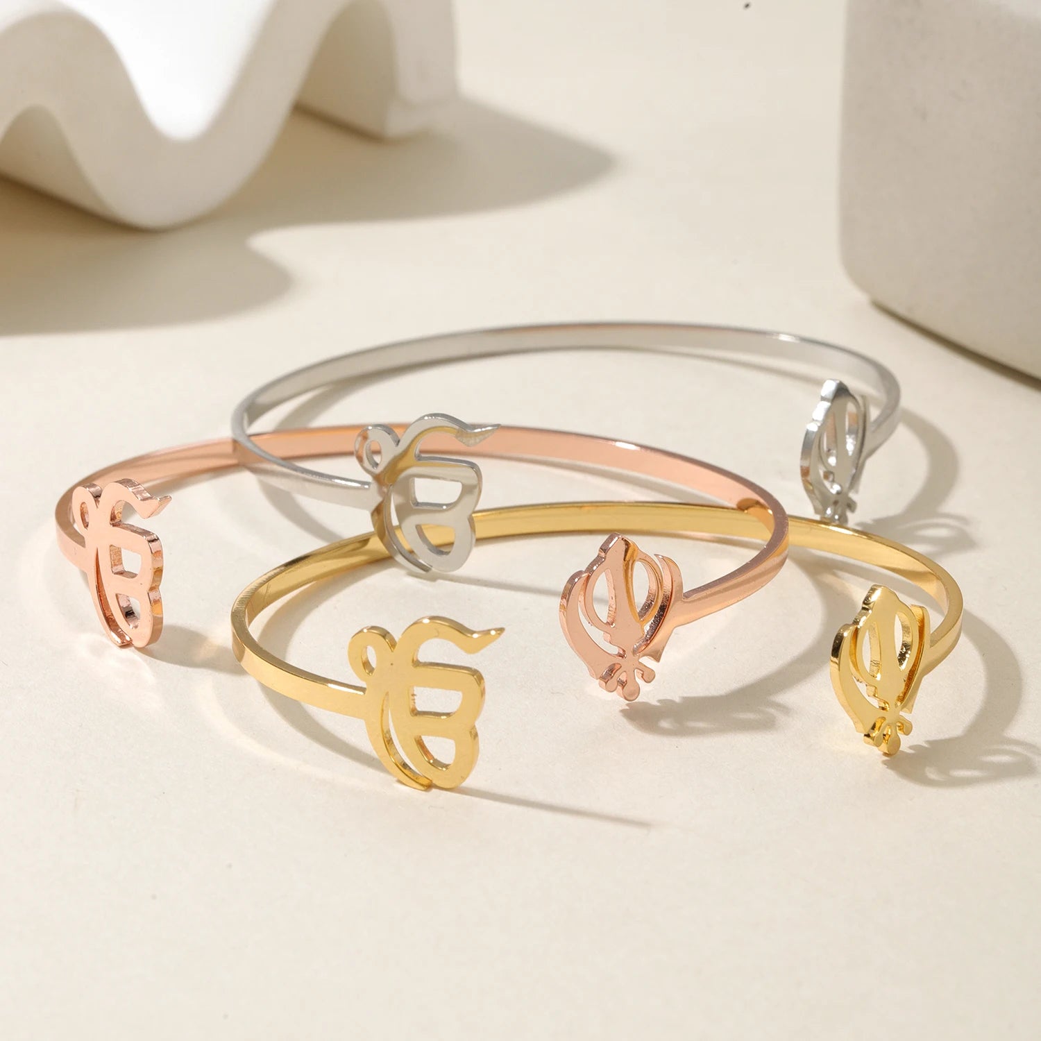 Punjabi Sikh Gold Bracelet God Unique Symbol 18k Stainless Steel Believer Faith Master Unique Symbol Religious Jewelry Souvenir