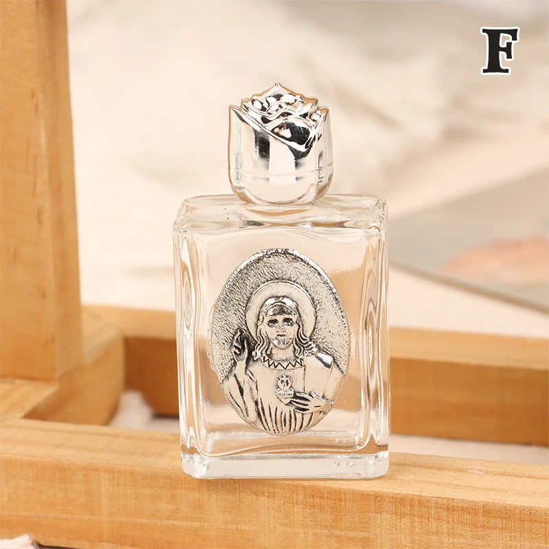 11 Types Of Glass Holy Water Jesus Bottle Religious Cross Bottle Christian Virgin Sculpture Bottle Refillable Holy Water Bottle
