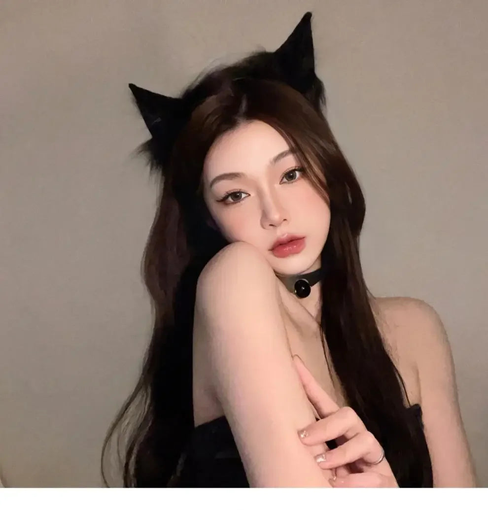Plush Cat Ears Headband Women Girls Cosplay Hair Band Funny Cute Lolita Hair Hoop Hair Accessories Christma Halloween Dress Up