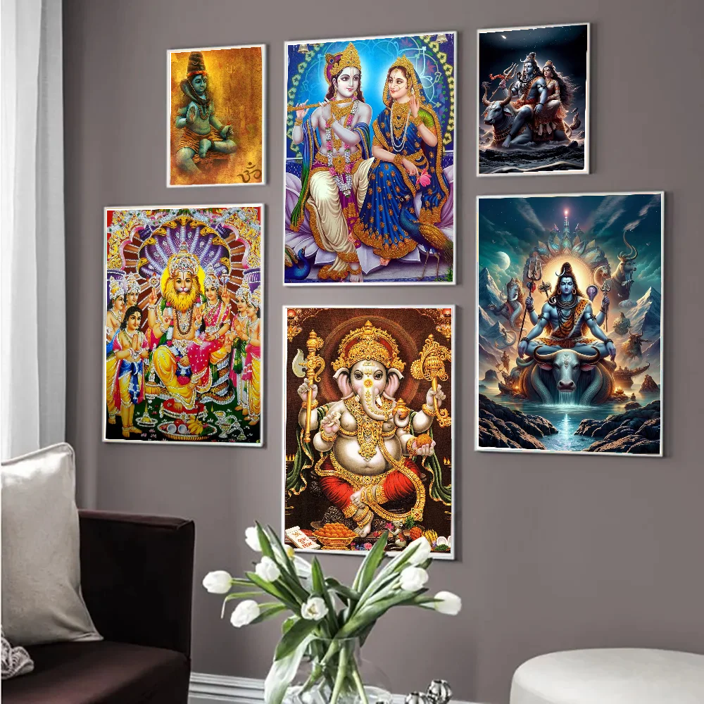 Modern Hindu God Anime Posters Sticky Whitepaper Sticker DIY Room Bar Cafe Kawaii Room Decor