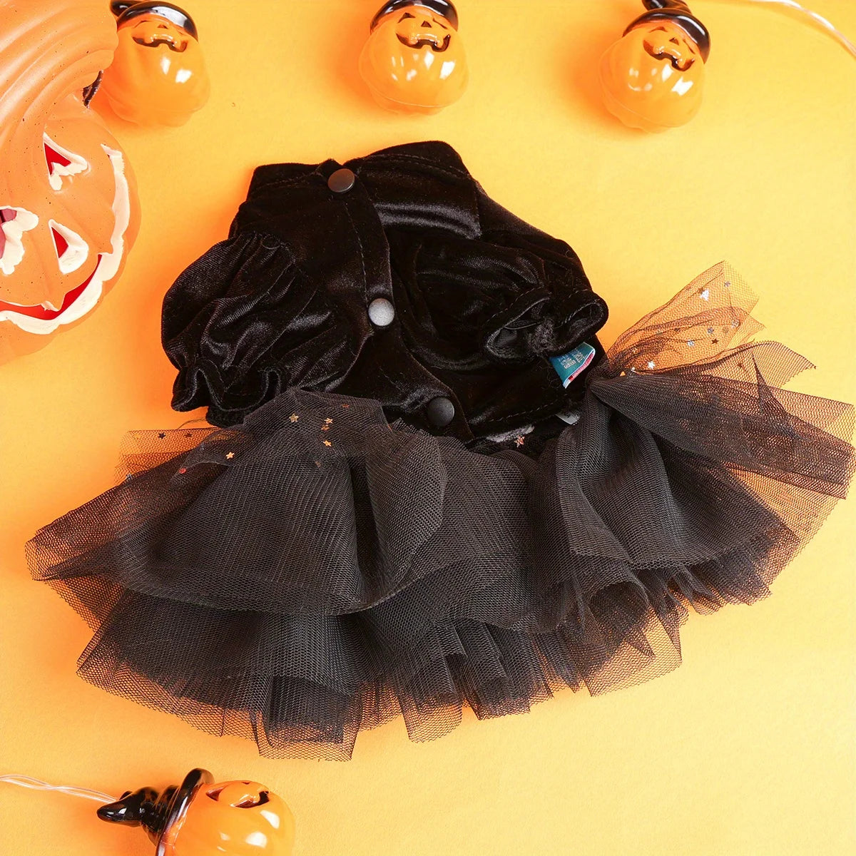 Hey Boo Halloween Dress Pet Clothes Dog Cat Black Mesh Dress Handsome Funny Color Hey Boo Open Button Wedding Dress