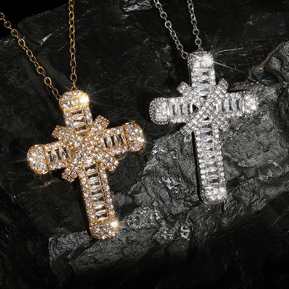 Cross Pendant Necklaces Classical Sparkling CZ Cross Necklace Jewelry Festival Party Daily Gifts For Men