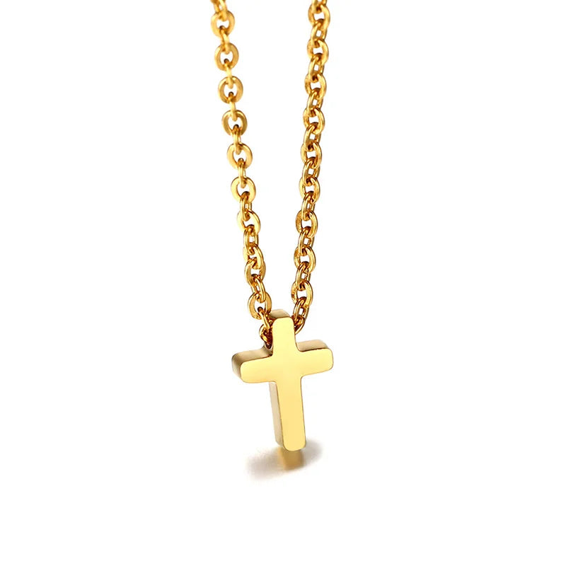 Cruz Cross Necklace Pendant, Women's Stainless Steel Cross Collar, Fashion Religious Jewelry