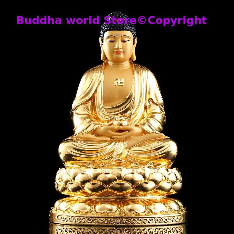 Asia GOOD high grade gilding copper Amitabha Sakyamuni Buddha statue HOME Patron saint bless safe health good LUCK protection