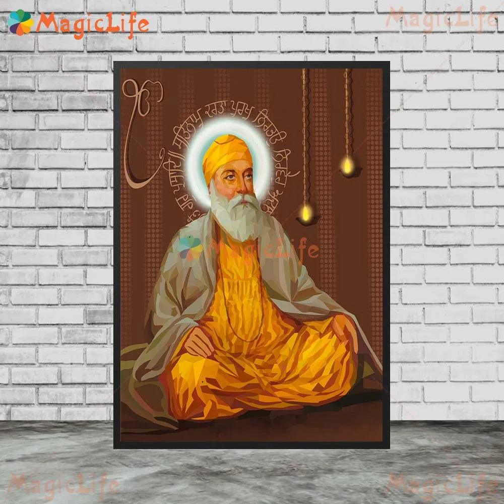 Handdrawn Sikh Religious Religion Poster Wall Pictures For Living Room Home Decor Poster Wall Art Canvas Painting Unframed