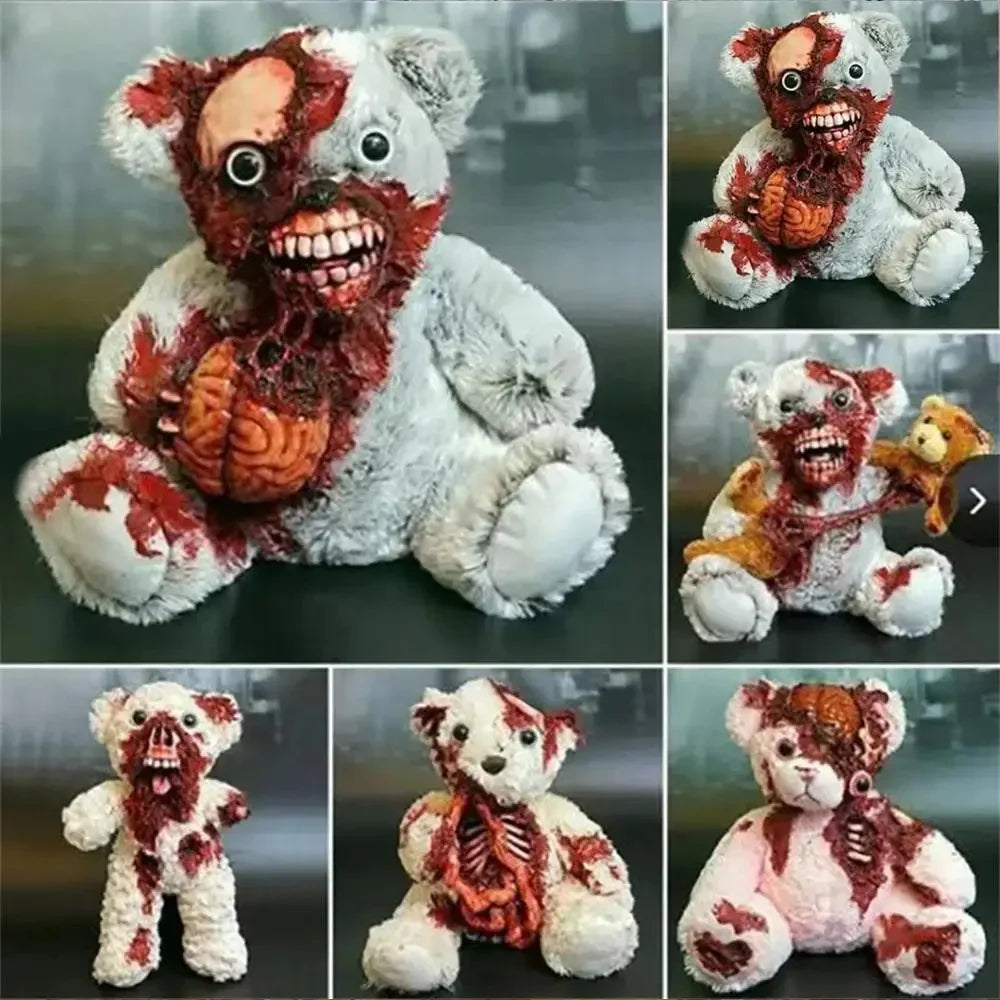 Halloween Horror Plush Bear Haunted House Decoration Atmosphere Holiday Party Prank Animal Shredding Props Resin Crafts