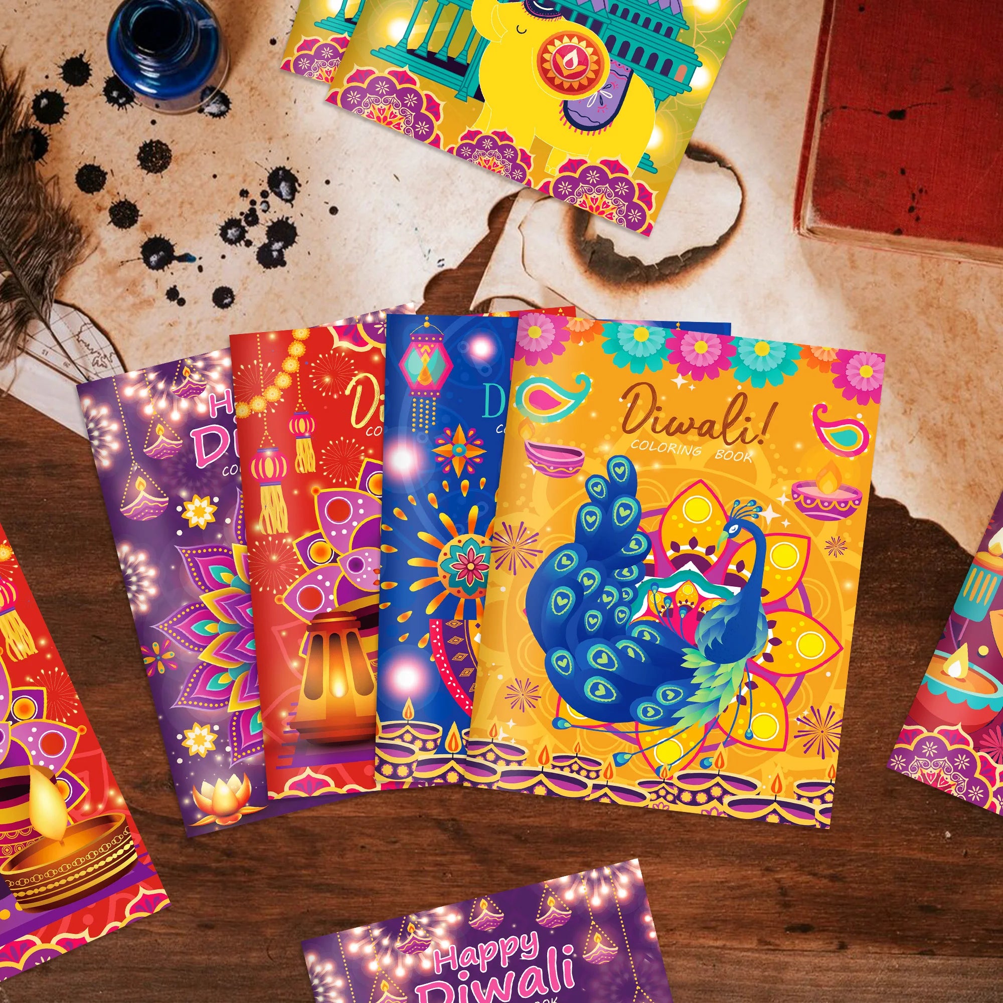 6/12/24pcs Diwali Festival Graffiti Drawing Painting Books DIY Coloring Picture Books For Kids Gifts Diwali Party