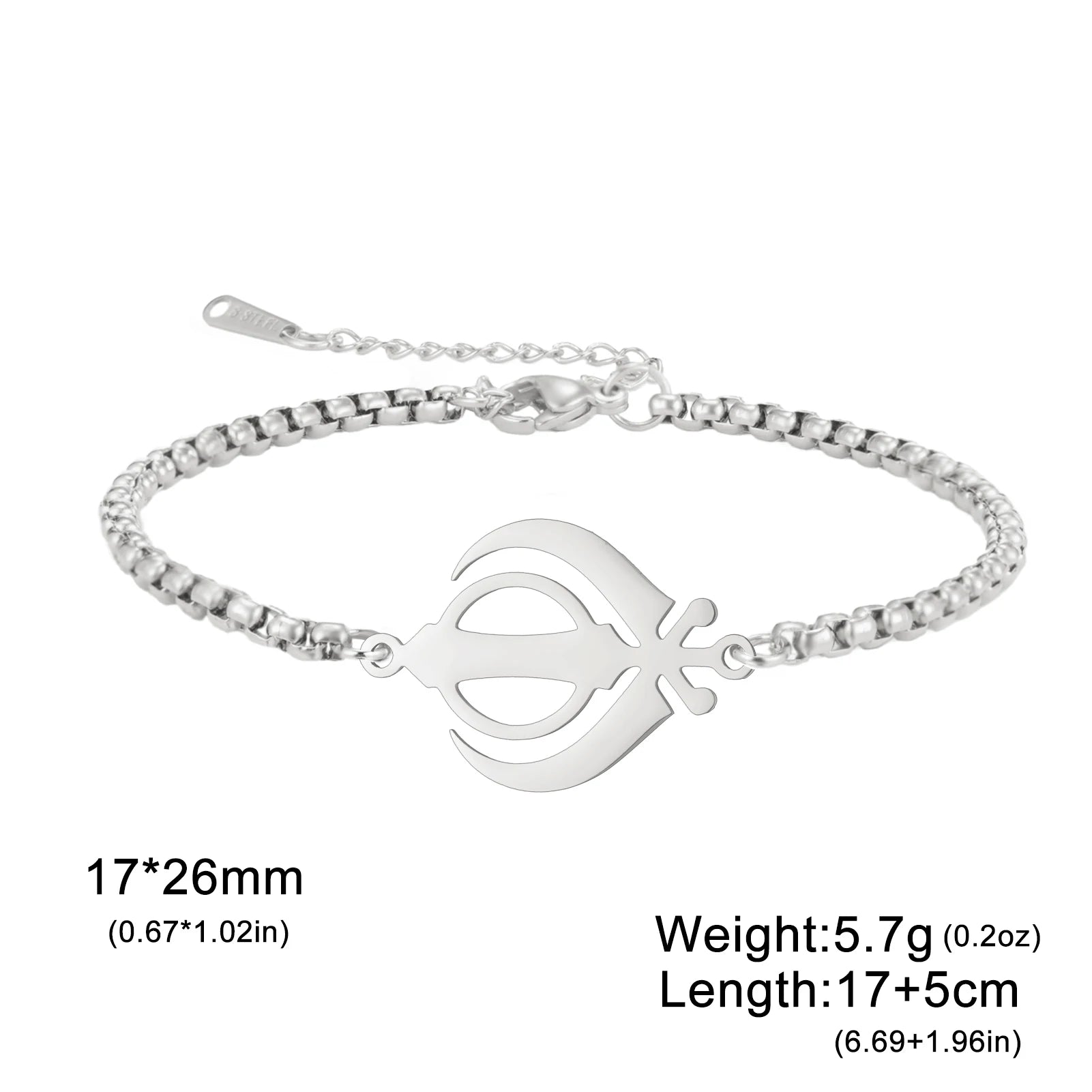 LIKGREAT Sikhism Adjustable Rope Bracelets for Women Men Stainless Steel Sikh Khanda Indian Pakistan Punjab Religious Jewelry