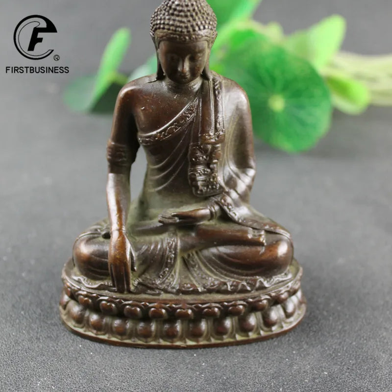 Antique Copper Shakyamuni Buddha Statue Brass Handmade Buddhism Sculpture Hindu Feng Shui Figurines Meditation Home Decorations