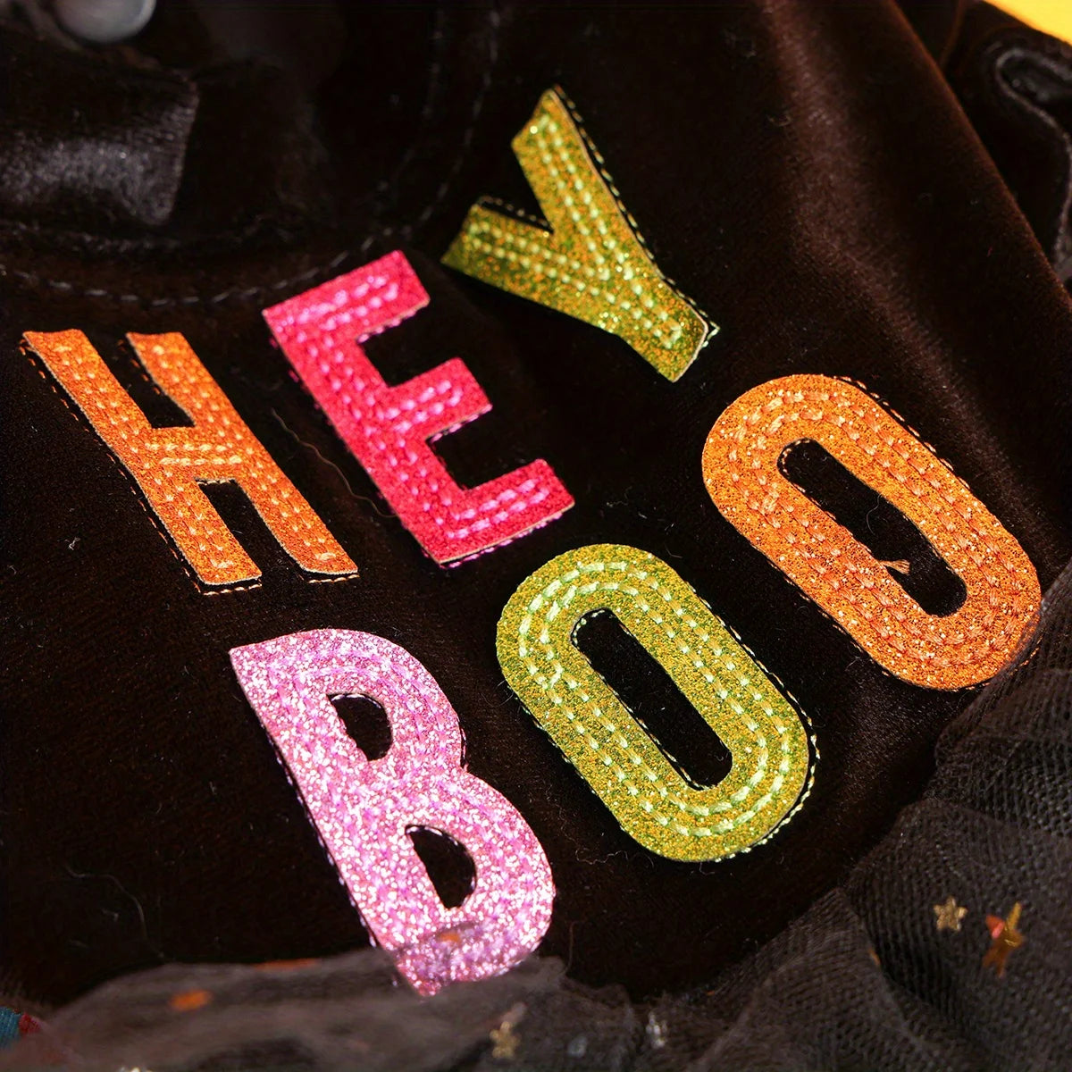Hey Boo Halloween Dress Pet Clothes Dog Cat Black Mesh Dress Handsome Funny Color Hey Boo Open Button Wedding Dress