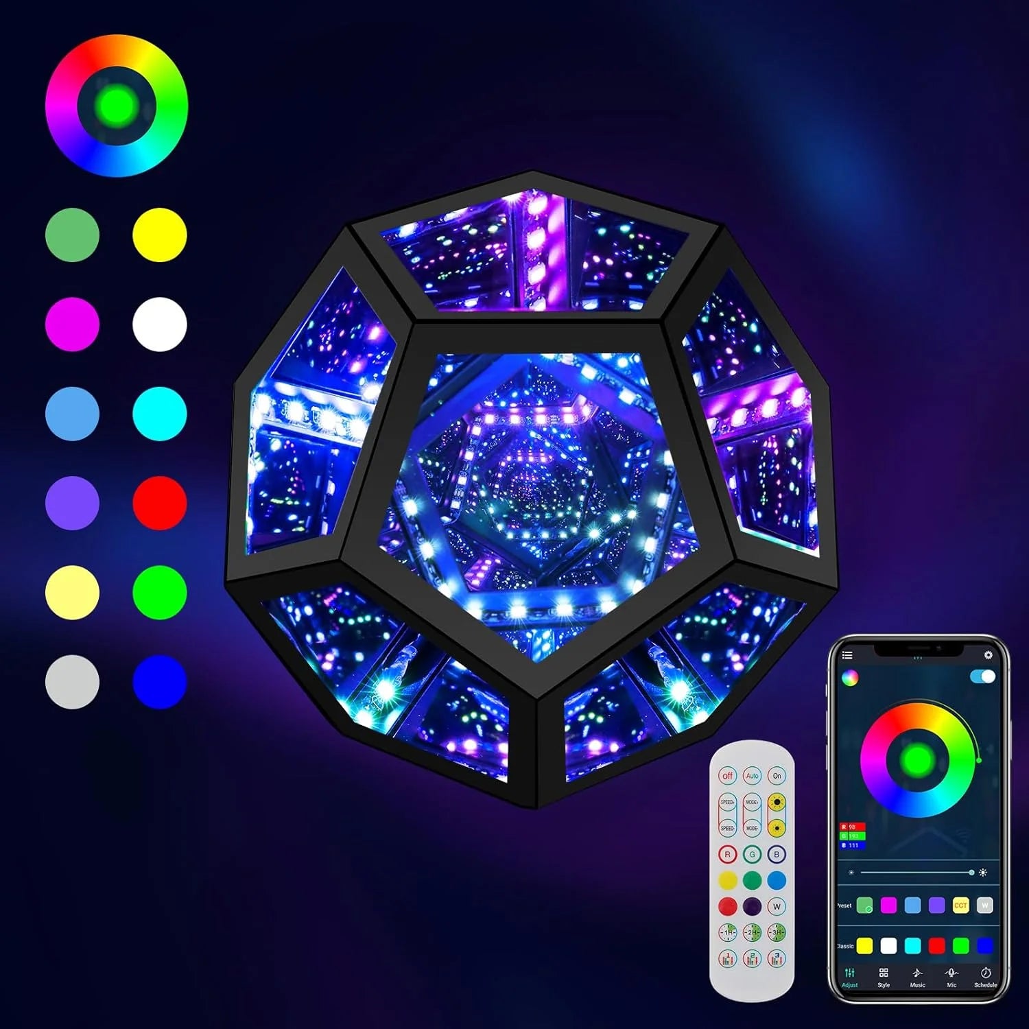 LED RGB Night Lights Dodecahedron Dreamy Geometric Space Lights Atmosphere Night Creative Color Home Decorative Light Gifts