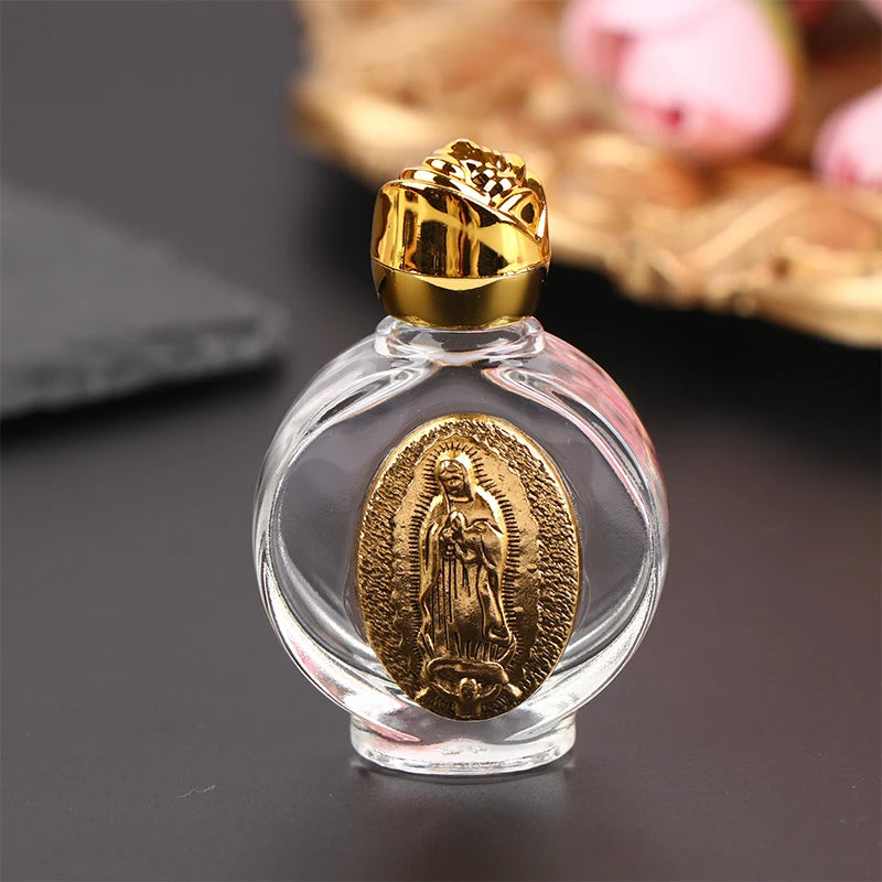 11 Types Of Glass Holy Water Jesus Bottle Religious Cross Bottle Christian Virgin Sculpture Bottle Refillable Holy Water Bottle
