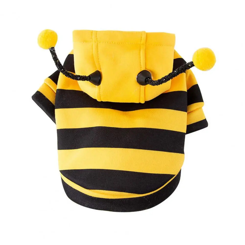 Pet Bee Costume Hood Dog Halloween Clothes Winter Warm Pet Hoodies Cat Holiday Cosplay Outfit For Small Medium Dogs Cats