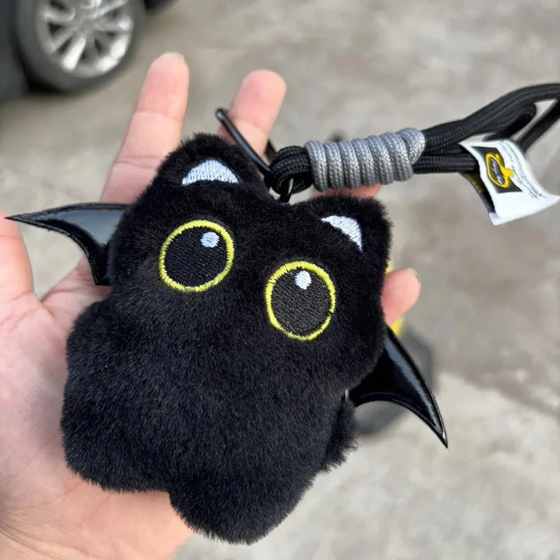 Cute Keychain Kawaii Black Cat Keychain Plush Cats Toy Backpack Hanging Pendant Decoration Keyring Halloween Ghost Theme Gifts