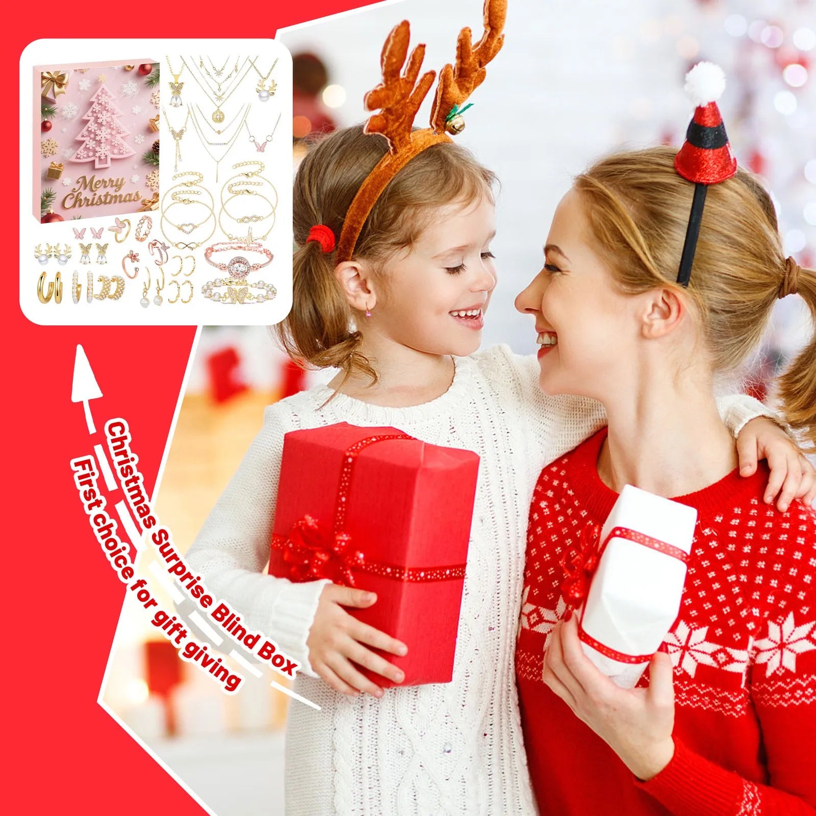 Christmas Countdown Calendar 24 Days Christmas Countdown Advent Calendar Necklace Bracelet Earrings Christmas Gifts