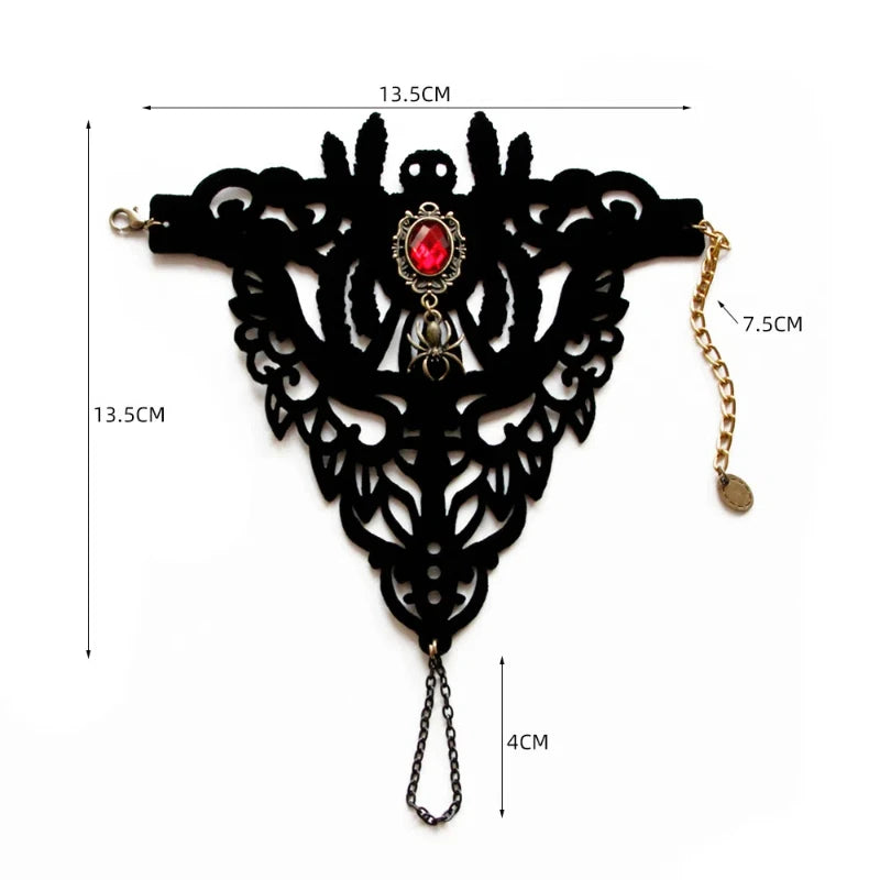 Gothic Black Lace Bracelet Halloween Dress Up Steampunk BraceletWristband Hand Chain Victorian Accessories for Halloween Cosplay