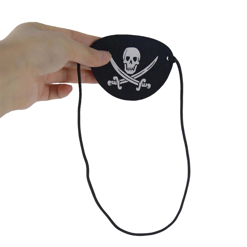 Halloween Pirate Cosplay Party Set Pirate Eye Patches Pirate Flag Skull Print Pirate Captain Costume Cap for Halloween Kids Gift