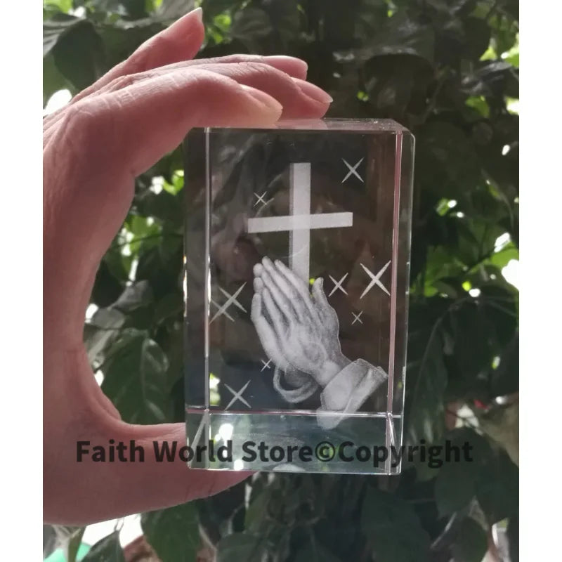 Christianity Catholicism BEST Christmas gift Religious efficacious Pray HOME family Safety Talisman 3D Crystal THE CROSS statue
