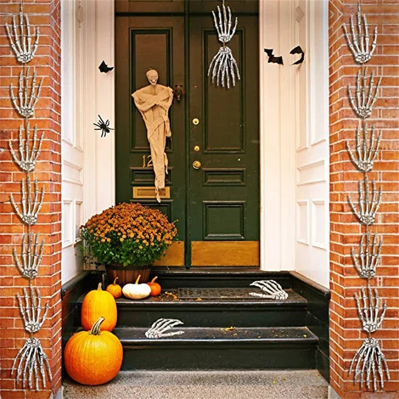 1-6Pair Halloween Skeleton Hand Scary Realistic Hand Bone Skull Decors Party Haunted House Halloween Terror Decoration Props