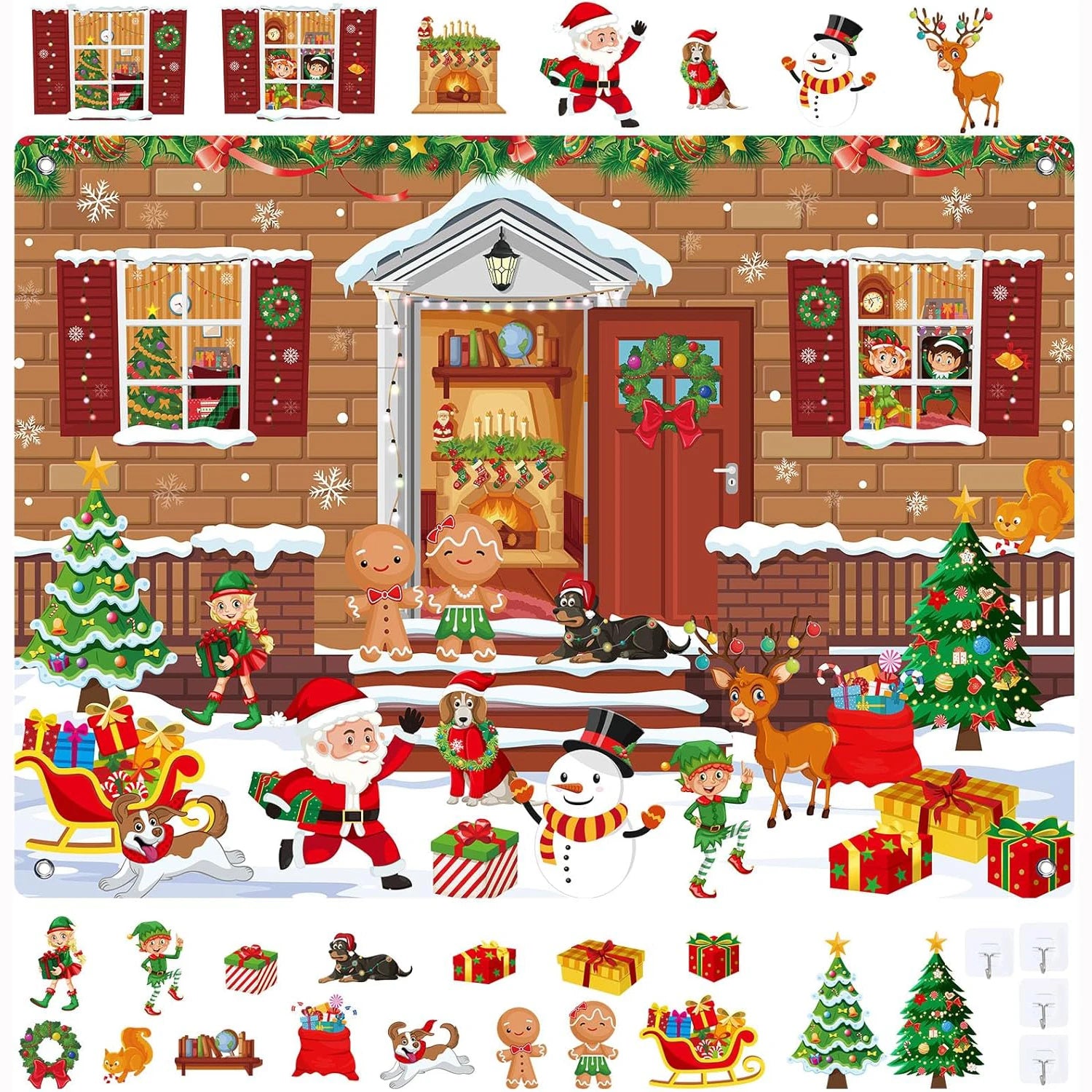 Christmas Felt Story Board Set Detachable Ornaments Wall Decor House Crafts DIY Learning Interactive Play Kit for Holiday Xmas