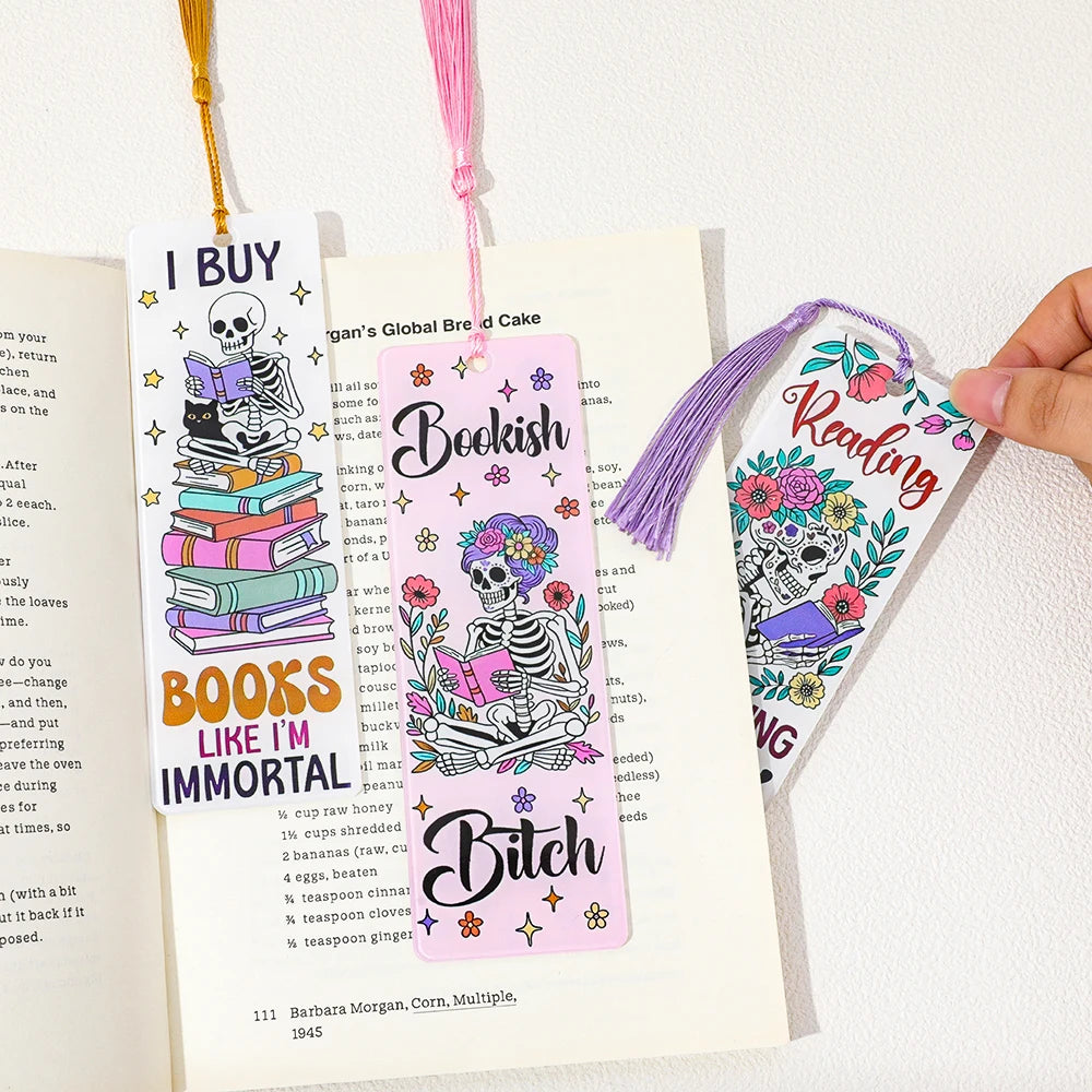 Halloween Ghost & Skeleton Bookmarks Page Holder for Kids Teens Adults Great for Home Library Classroom Book Clubs Creative Gift