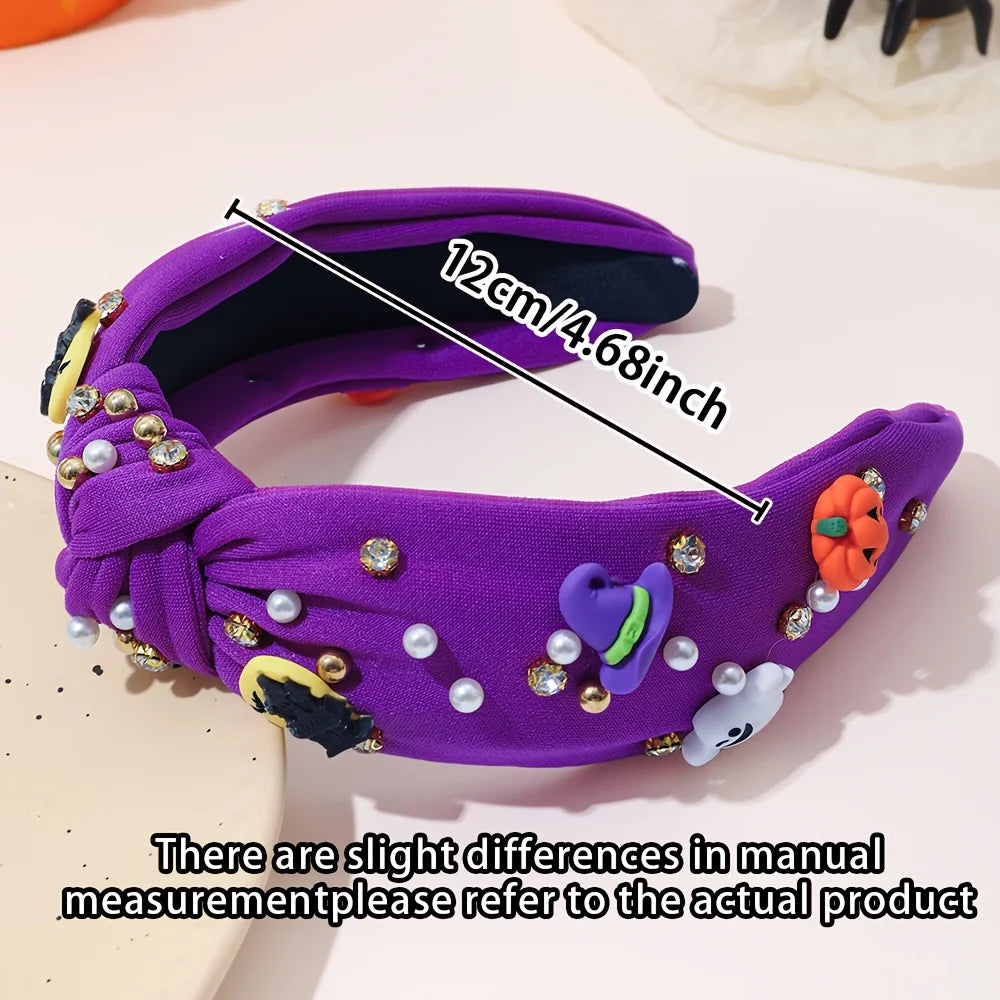 1 Pieces of Halloween Pumpkin Bat Ghost Witch Hat Elements Funny Girls Headbands for Halloween Dress up Gifts for Women