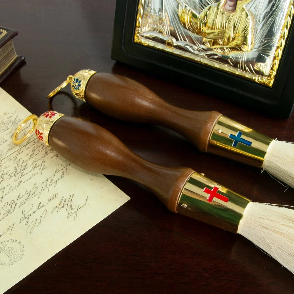 HTISOK Orthodox Holy Water Brush, 15" Wood Brush, Perfect for Baptism, Weddings & Religious Ceremonies
