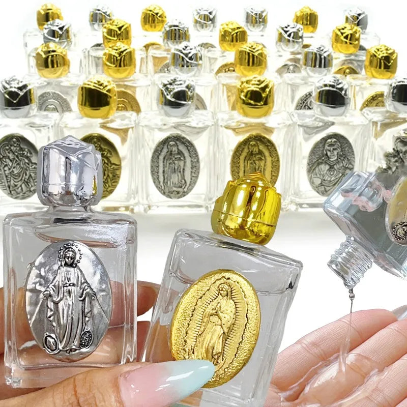 1/2pcs Holy Jesus Bottle Religious Cross Christian Virgin Sculpture Bottle Holy Water Storage Perfume Lotion Separate Bottles