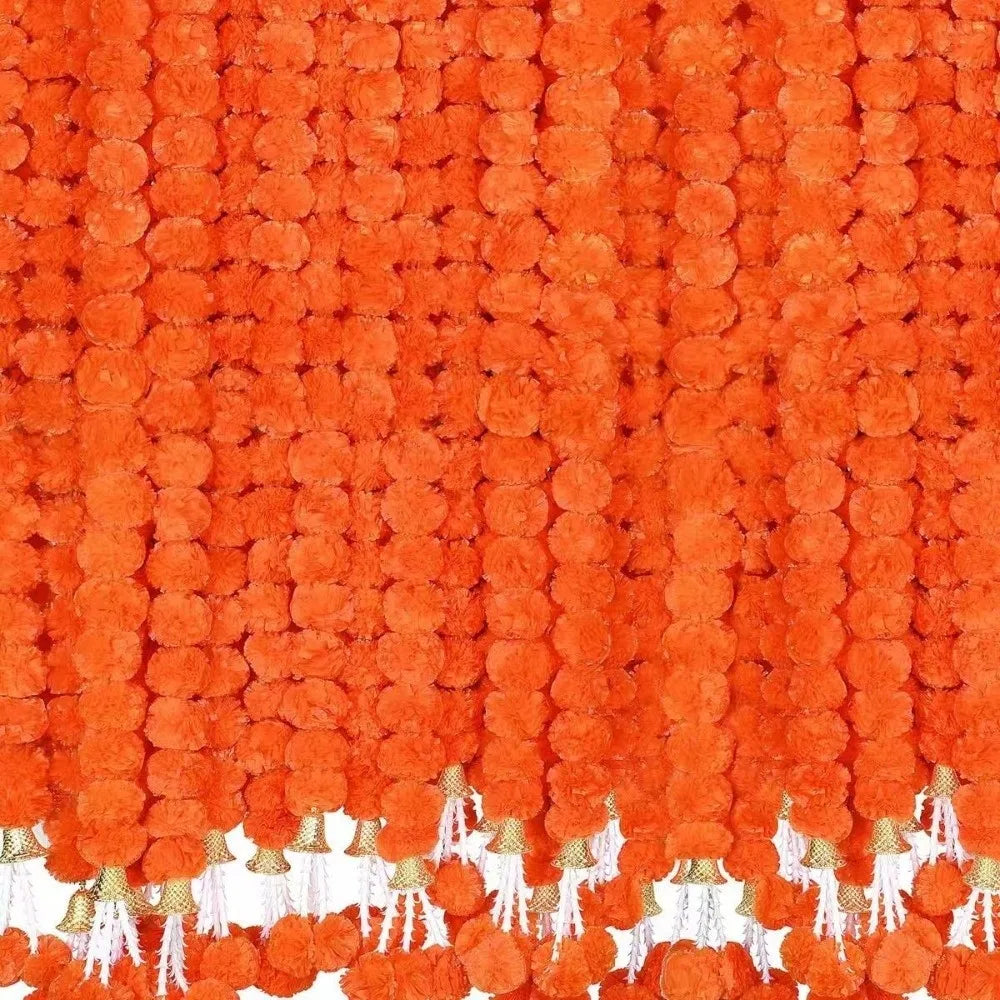 Long Strands Artificial Marigold Garland Pooja Diwali Fiesta Indian Décor Pooja Marigold Flowers Pooja Wedding Events Decor