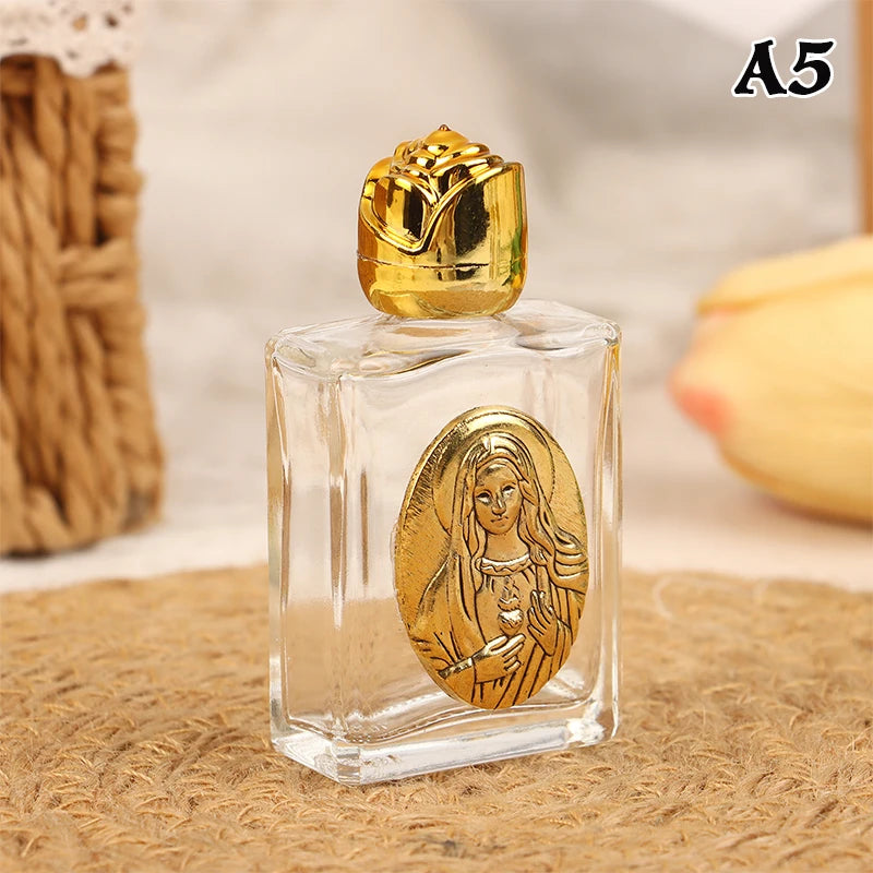 11 Types Of Glass Holy Water Jesus Bottle Religious Cross Bottle Christian Virgin Sculpture Bottle Refillable Holy Water Bottle