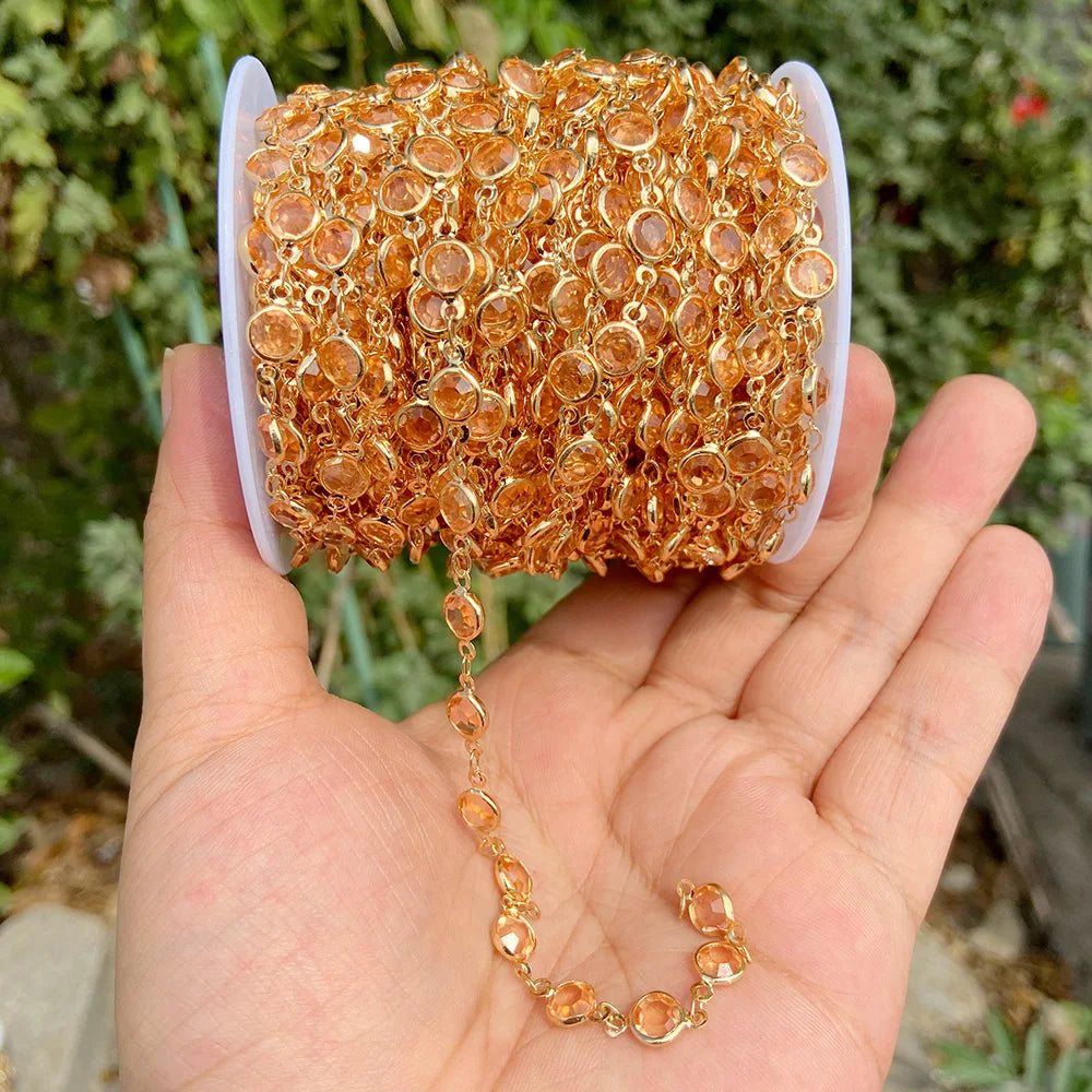 Colorful Evil Eye Beads Chains Stainless Steel Link Pearl Beaded Chains Turkey Eye Link Chain for Necklace Making Jewelry DIY