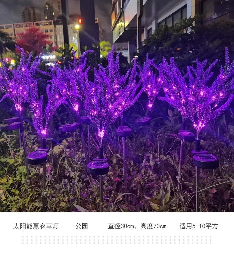 2025 New Purple Lavender Flower Solar Garden Lights Outdoor Decorative Lawn Lamp for Patio Yard Decor