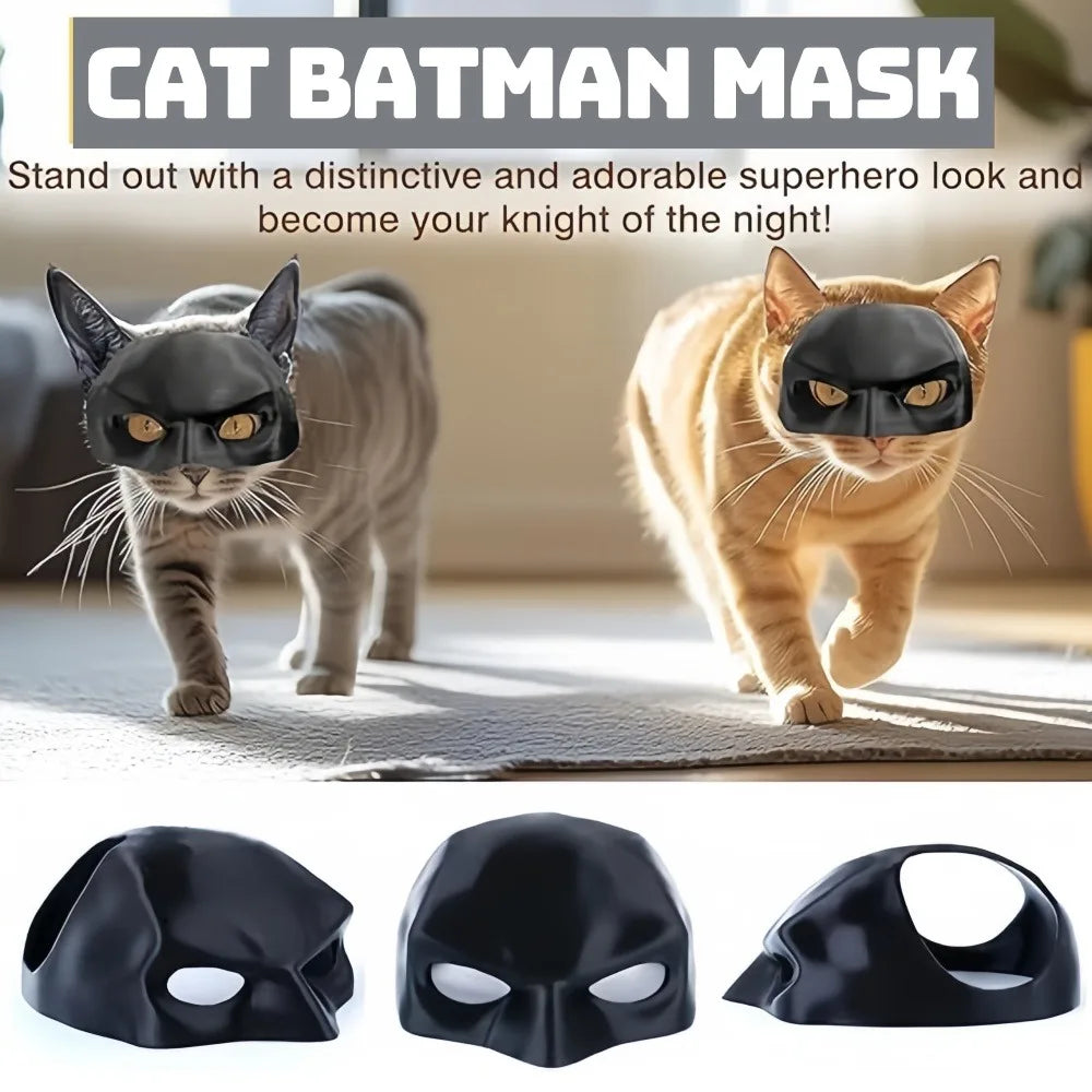 Bat Cat Avenger Mask Black Cute Superhero Bat Cat Halloween Cosplay Mask Pet Halloween Dress Up Costume Cats Pet Supplies XS-L